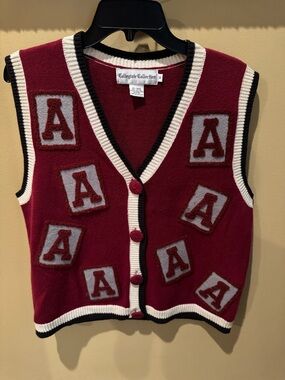 Women's Vintage Alabama Buttoned Sweater Vest With “A” letter patches